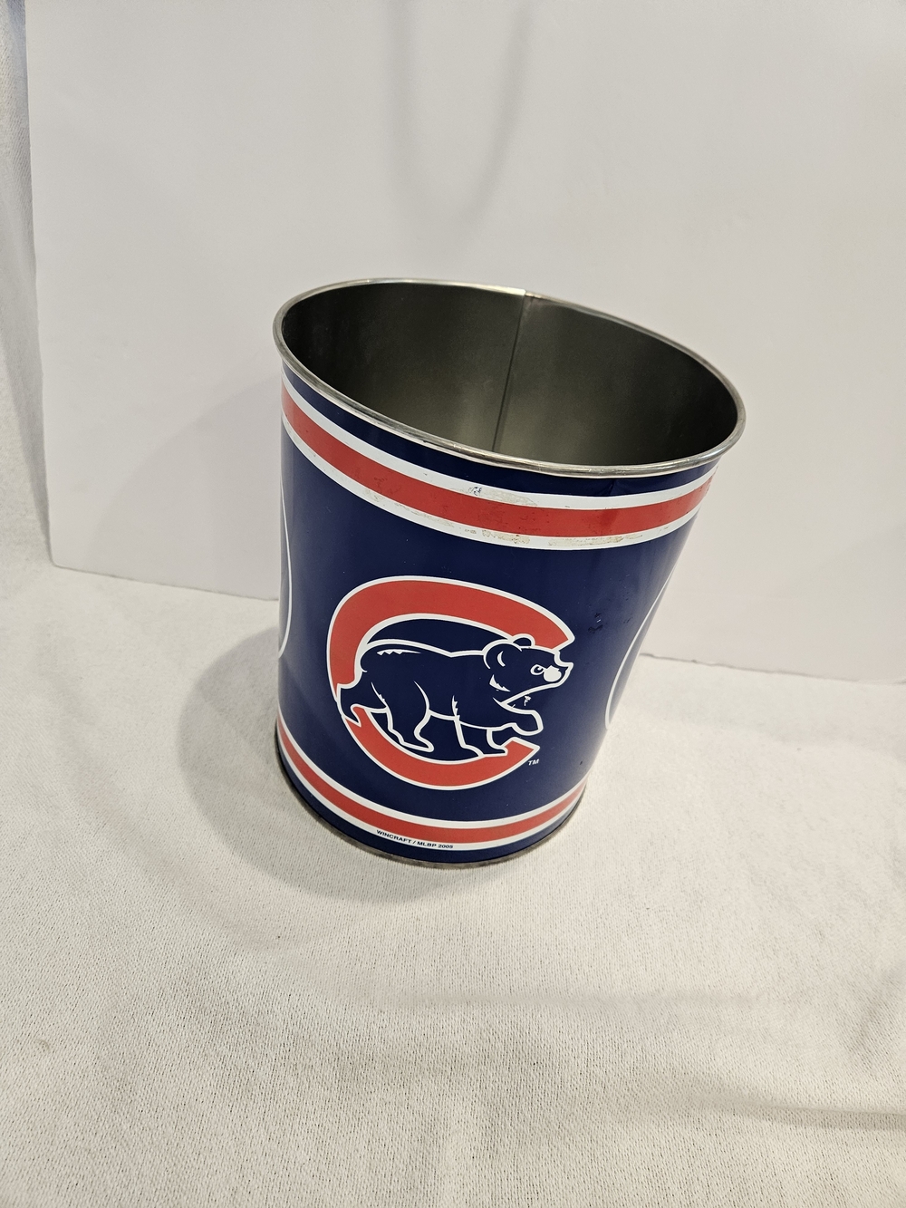 Chicago Cubs Vintage Metal Wastebasket WinCraft Collectible Trash Can